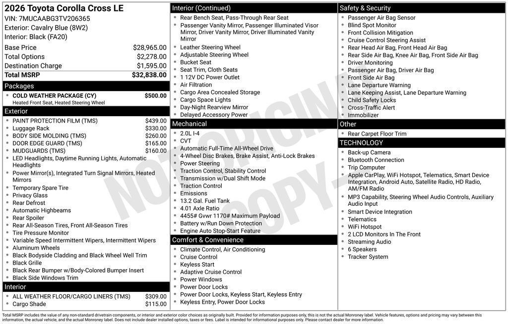 New 2026 Toyota Corolla Cross LE w/ Cold Weather Package AWD/4WD image 7