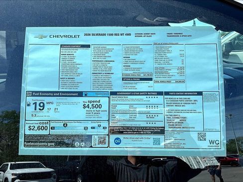 New 2026 Chevrolet Silverado 1500 W/T w/ WT Value Package AWD/4WD image 13