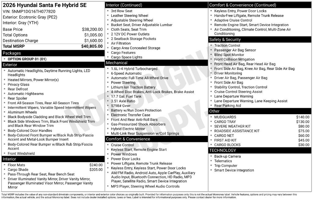 Certified 2026 Hyundai Santa Fe SE AWD/4WD image 3