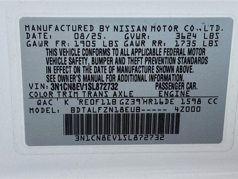 Certified 2025 Nissan Versa SV w/ Trunk Package FWD image 29