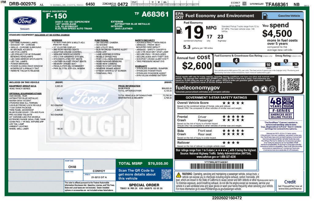 Used 2026 Ford F150 King Ranch w/ Equipment Group 601A High AWD/4WD image 7