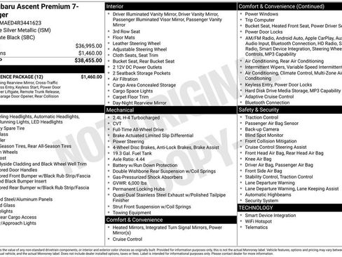 Certified 2024 Subaru Ascent Premium w/ Convenience Package image 40