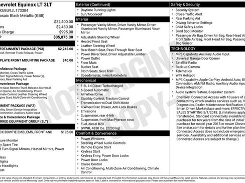 Used 2018 Chevrolet Equinox LT w/ Sun & Infotainment Package AWD/4WD image 6