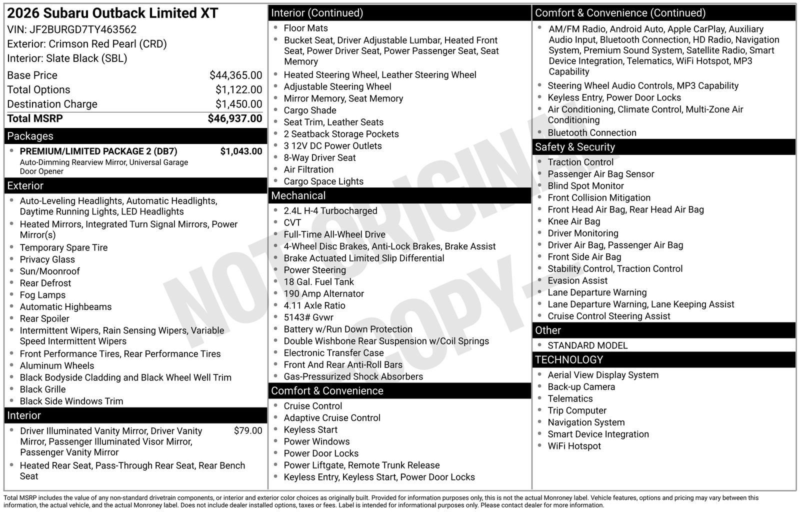 Certified 2026 Subaru Outback Limited XT w/ Premium/Limited Package 2 AWD/4WD image 7