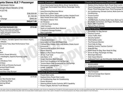 Used 2017 Toyota Sienna XLE w/ XLE Navigation Package AWD/4WD image 7