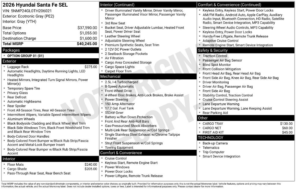 Certified 2026 Hyundai Santa Fe SEL FWD image 33