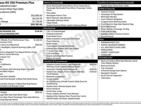 Used 2023 Lexus RX 350 Premium Plus w/ Cold Area Package FWD image 42