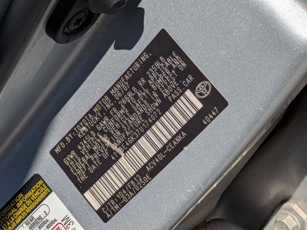 Used 2007 Toyota Camry CE FWD image 26