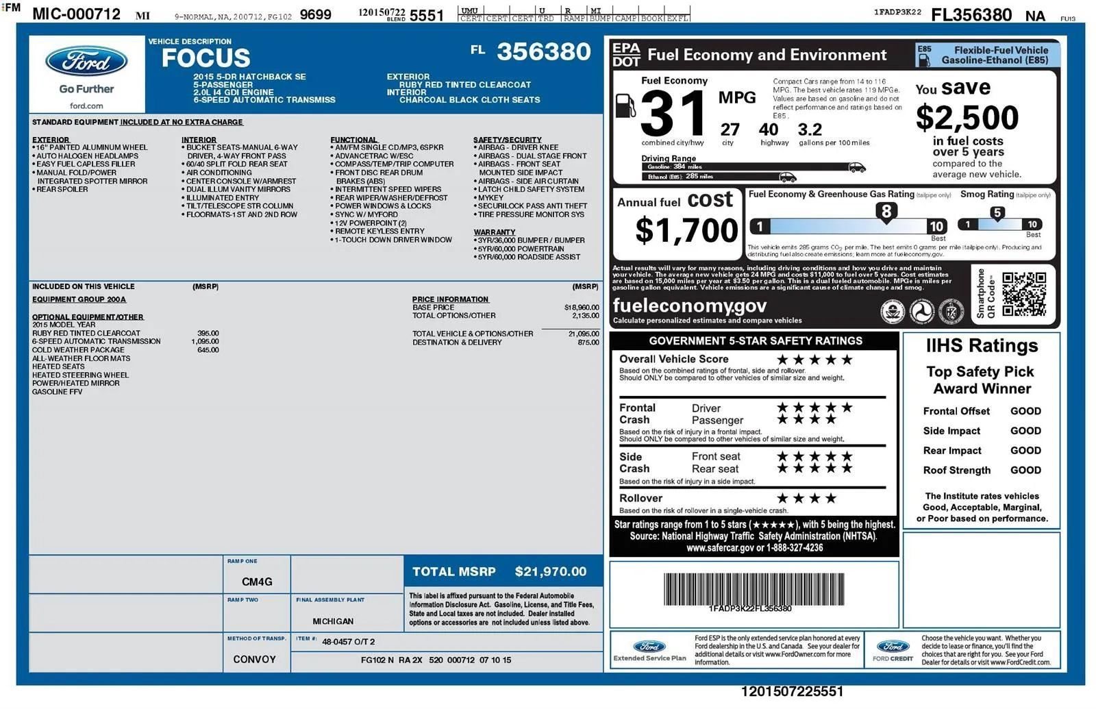 Used 2015 Ford Focus SE w/ SE Cold Weather Package FWD image 24