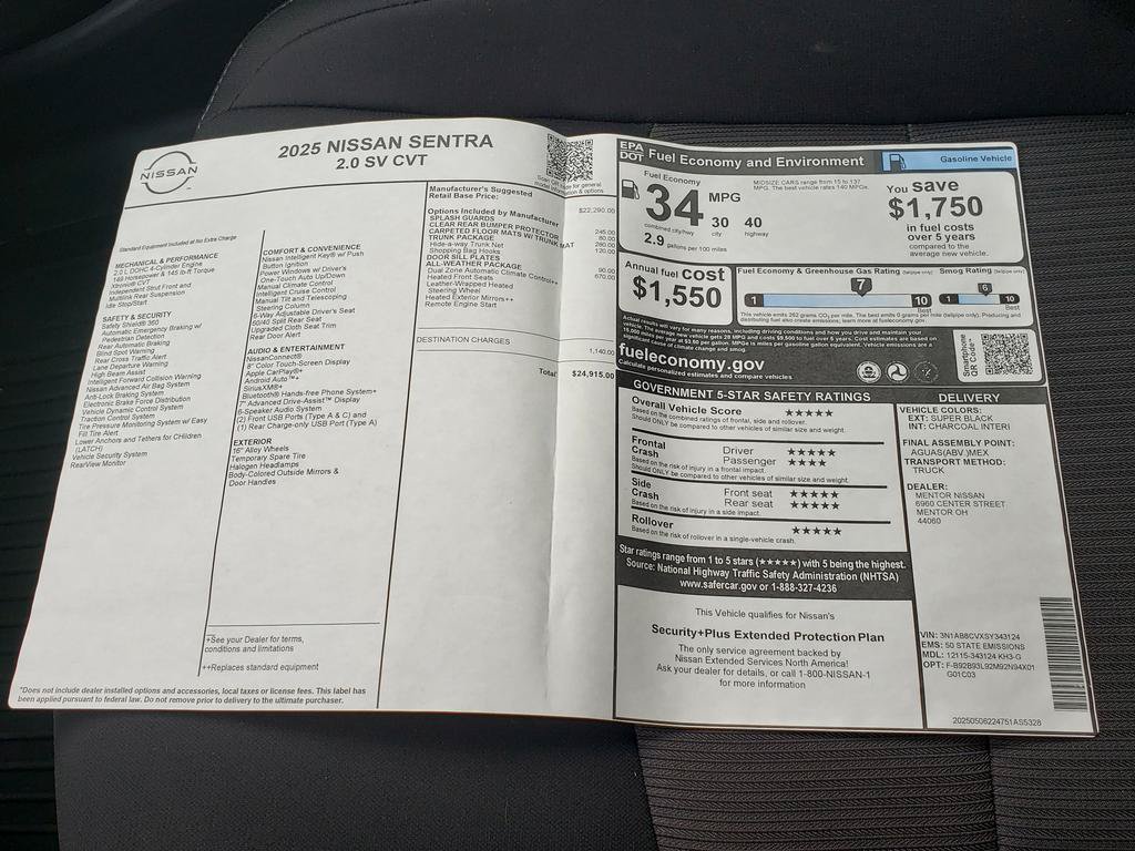 Certified 2025 Nissan Sentra SV w/ All-Weather Package FWD image 40