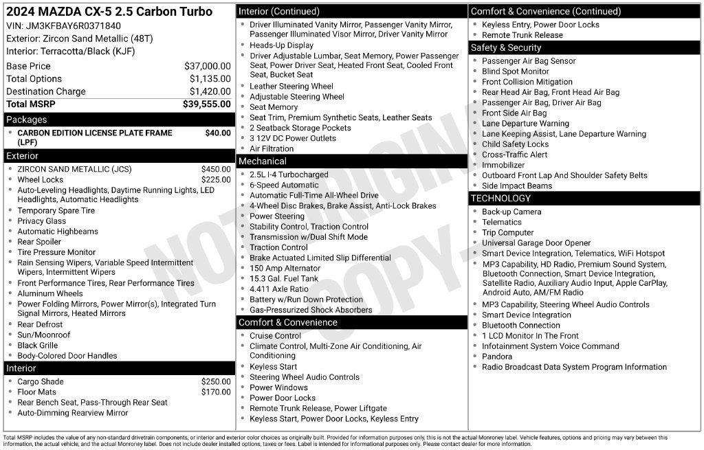 Used 2024 MAZDA CX-5 Carbon Edition AWD/4WD image 16