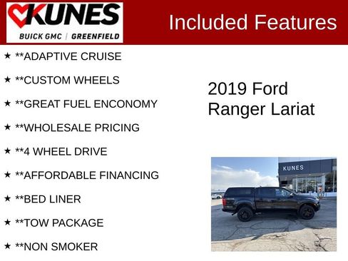Used 2019 Ford Ranger Lariat w/ Black Appearance Package AWD/4WD image 3