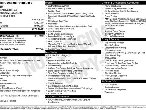 Used 2020 Subaru Ascent Premium w/ Convenience Package image 35