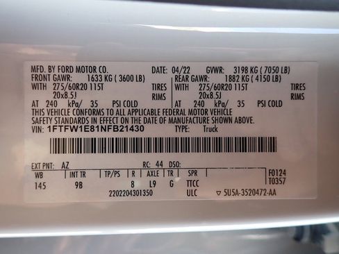 Used 2022 Ford F150 Platinum w/ Equipment Group 701A High AWD/4WD image 22