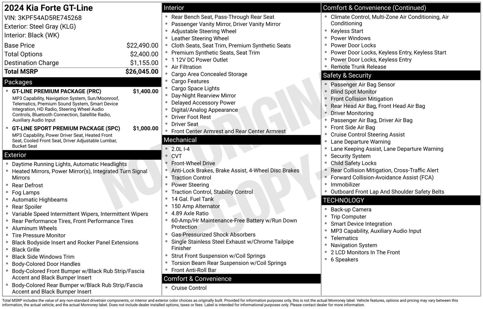 Used 2024 Kia Forte GT-Line w/ GT-Line Premium Package FWD image 3