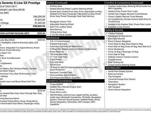 Certified 2025 Kia Sorento SX Prestige w/ Olive Brown Leather Package AWD/4WD image 2