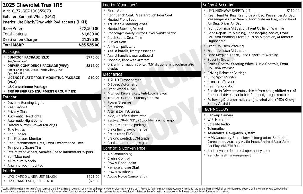 Used 2025 Chevrolet Trax RS w/ Sunroof Package FWD image 12