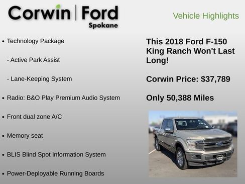 Used 2018 Ford F150 King Ranch w/ Equipment Group 601A Luxury AWD/4WD image 18