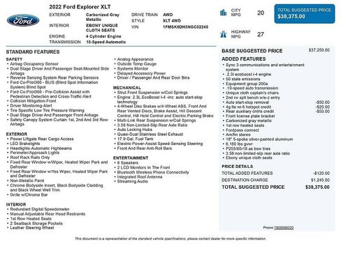Used 2022 Ford Explorer XLT AWD/4WD image 2