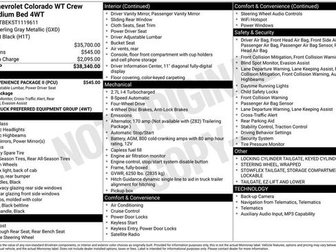 New 2026 Chevrolet Colorado W/T w/ WT Convenience Package II AWD/4WD image 3