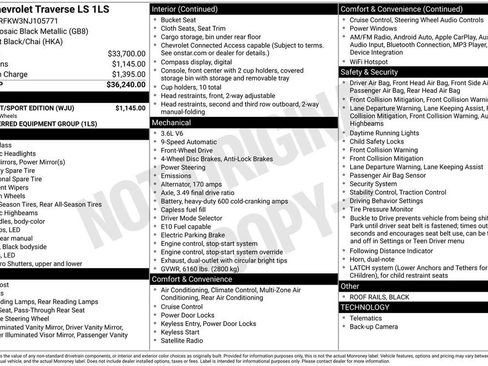 Used 2022 Chevrolet Traverse LS w/ Midnight/Sport Edition image 8