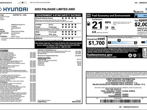 Used 2022 Hyundai Palisade Limited w/ Cargo Package AWD/4WD image 2