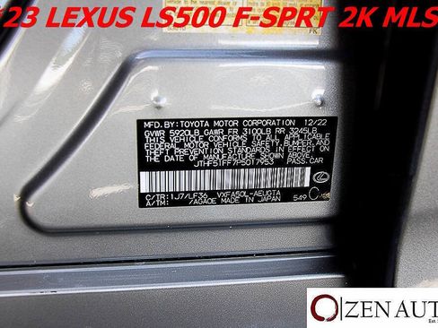 Used 2023 Lexus LS 500 F Sport w/ Cold Weather Package (CK) RWD image 63