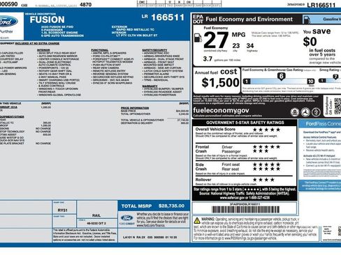 Used 2020 Ford Fusion SE w/ Equipment Group 151A image 3