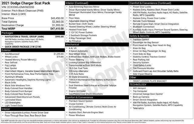 Used 2021 Dodge Charger Scat Pack w/ Navigation & Travel Group RWD image 2