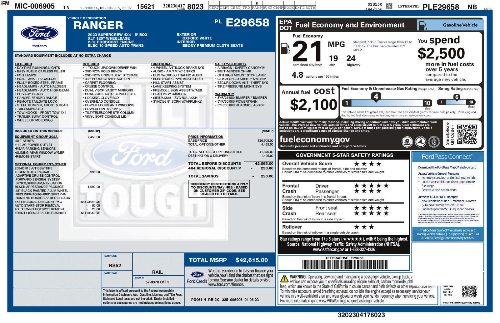 Used 2023 Ford Ranger XLT w/ Equipment Group 302A High AWD/4WD image 15