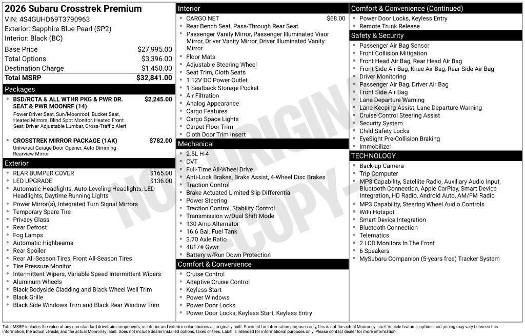 New 2026 Subaru Crosstrek 2.5i Premium AWD/4WD image 42