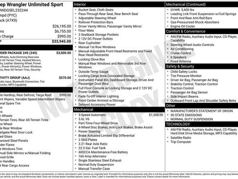 Used 2014 Jeep Wrangler Unlimited Sport w/ Quick Order Package 24S AWD/4WD image 34