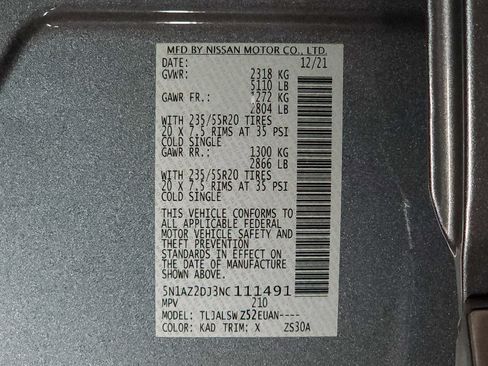 Used 2022 Nissan Murano Platinum w/ Cargo Package image 59