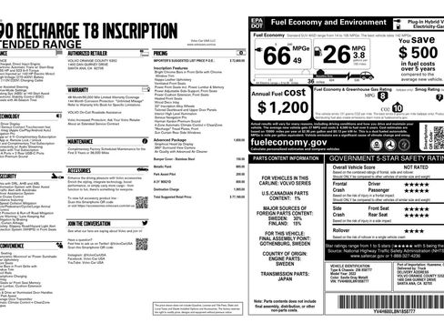 Used 2022 Volvo XC90 T8 Inscription w/ Advanced Package image 59