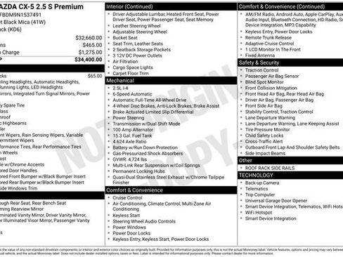 Used 2022 MAZDA CX-5 AWD 2.5 S w/ Premium Package image 15