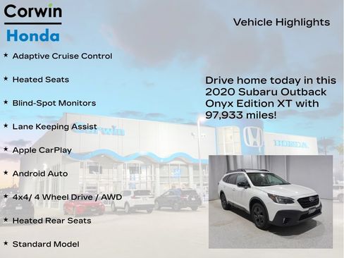 Used 2020 Subaru Outback Onyx Edition XT AWD/4WD image 6