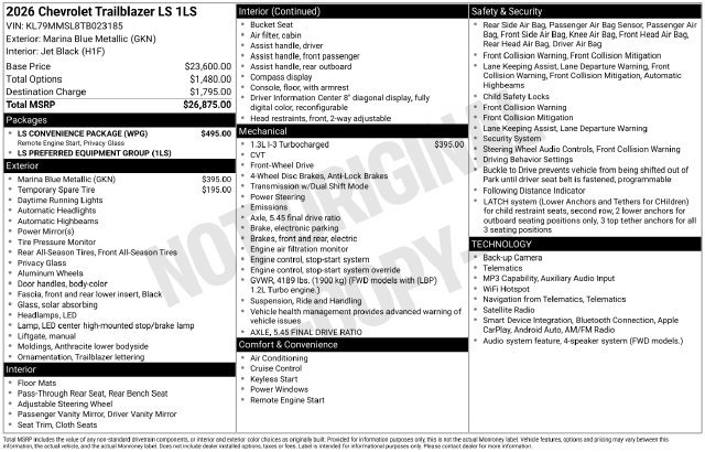 Used 2026 Chevrolet TrailBlazer LS w/ LS Convenience Package FWD image 31