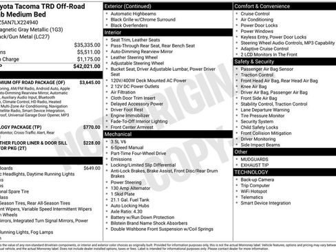 Certified 2020 Toyota Tacoma TRD Off-Road w/ TRD Premium Off Road Package AWD/4WD image 28