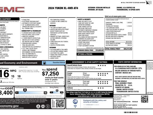 Used 2024 GMC Yukon XL AT4 w/ Technology Package image 3