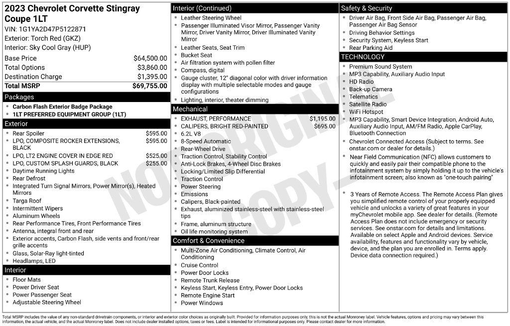 Used 2023 Chevrolet Corvette Stingray Coupe w/ 1LT RWD image 7