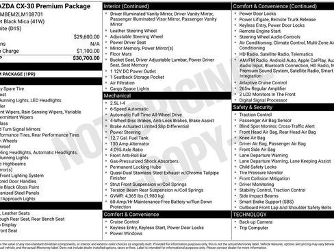 Used 2020 MAZDA CX-30 AWD w/ Premium Package image 7