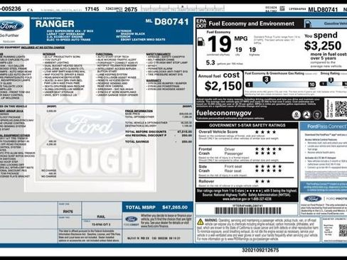 Used 2021 Ford Ranger Lariat w/ Tremor Off-Road Package AWD/4WD image 34