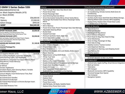 Used 2023 BMW 530i w/ M Sport Package RWD image 3