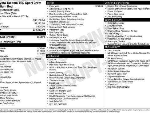 Used 2017 Toyota Tacoma TRD Sport w/ Tow Package (A/T) AWD/4WD image 30