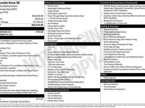Certified 2023 Hyundai Kona SE w/ Cargo Package image 10