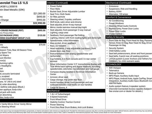 Used 2020 Chevrolet Trax LS w/ Tint and Cruise Package FWD image 15