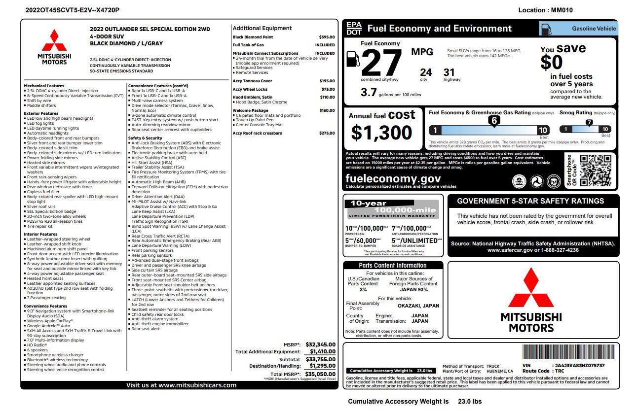 Used 2022 Mitsubishi Outlander SEL FWD image 4