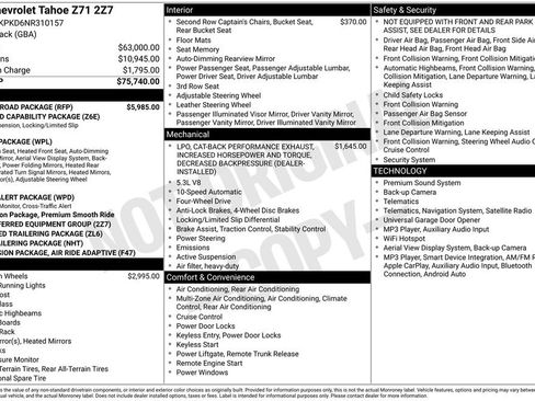 Used 2022 Chevrolet Tahoe Z71 w/ Z71 Off-Road Package AWD/4WD image 56