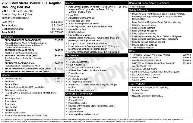 Used 2025 GMC Sierra 3500 SLE w/ SLE Convenience Package AWD/4WD image 9
