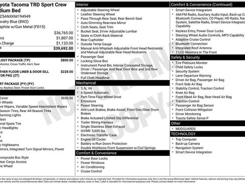 Used 2019 Toyota Tacoma TRD Sport w/ Technology Package image 32